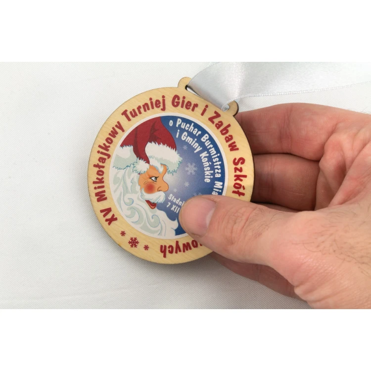 Medal drewniany z dowolną grafiką - średnica 40 do 80mm - druk UV - MGR014