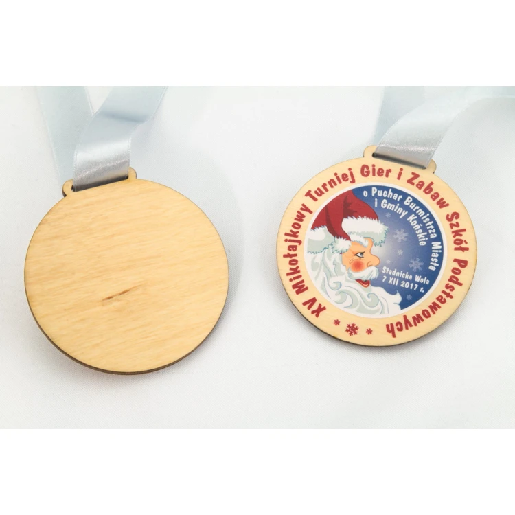 Medal drewniany z dowolną grafiką - średnica 40 do 80mm - druk UV - MGR014
