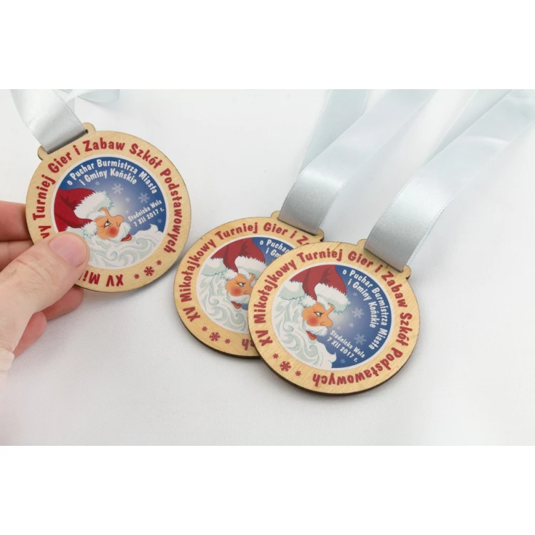 Medal drewniany z dowolną grafiką - średnica 40 do 80mm - druk UV - MGR014