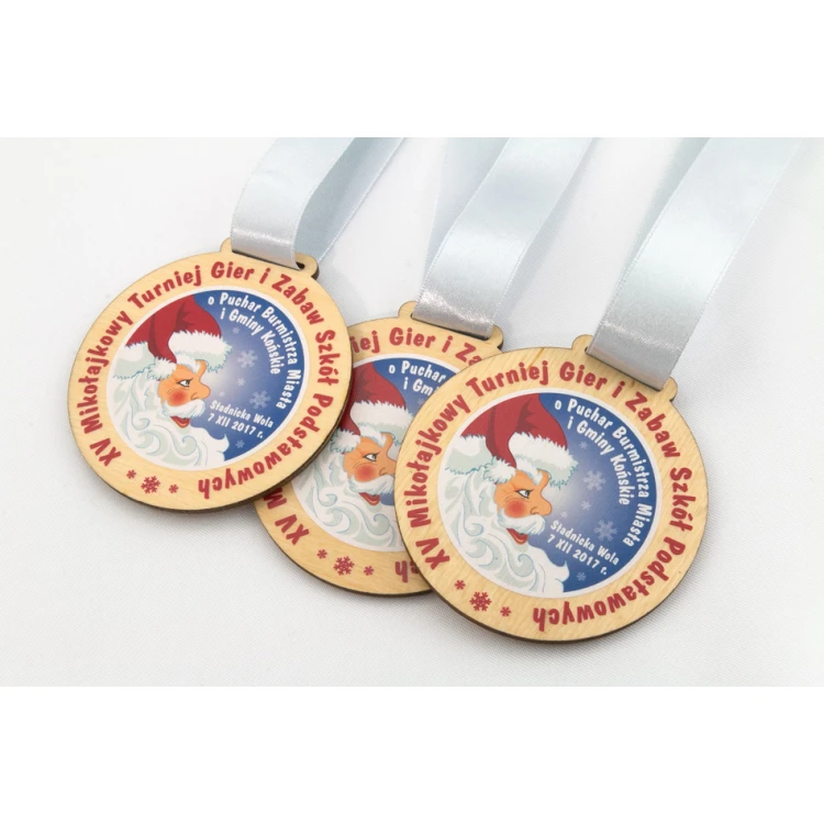 Medal drewniany z dowolną grafiką - średnica 40 do 80mm - druk UV - MGR014