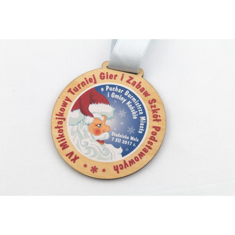 Medal drewniany z dowolną grafiką - średnica 40 do 80mm - druk UV - MGR014