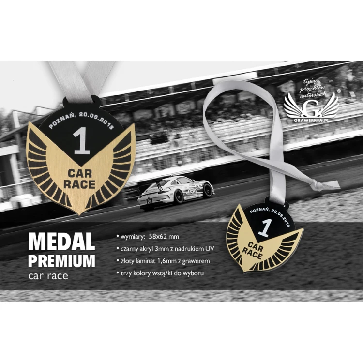 Medal Premium - Car Race - wymiary: 58x62mm - MGR070