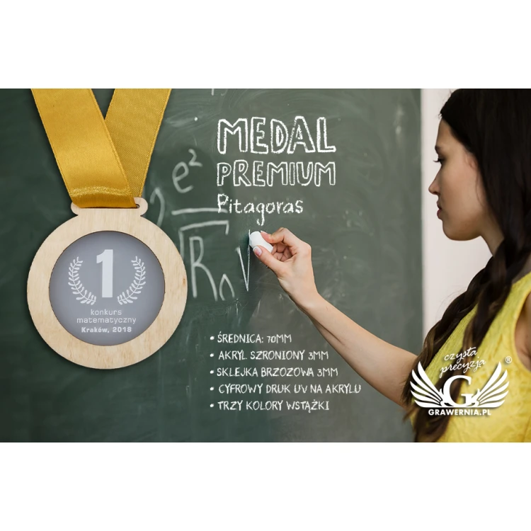 Medal Premium - Pitagoras - średnica: 70mm - druk UV - MGR063