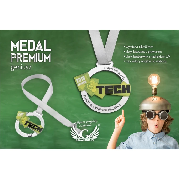 Medal Premium - Geniusz - wymiary: 68x65mm - MGR077