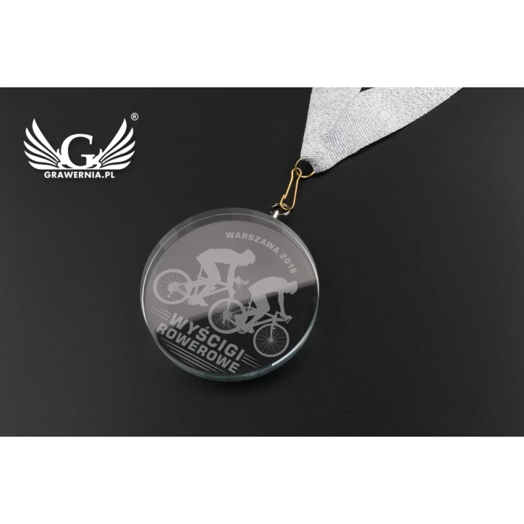 Medal szklany Mild z dowolnym grawerem i etui - średnica 70mm - MGR082