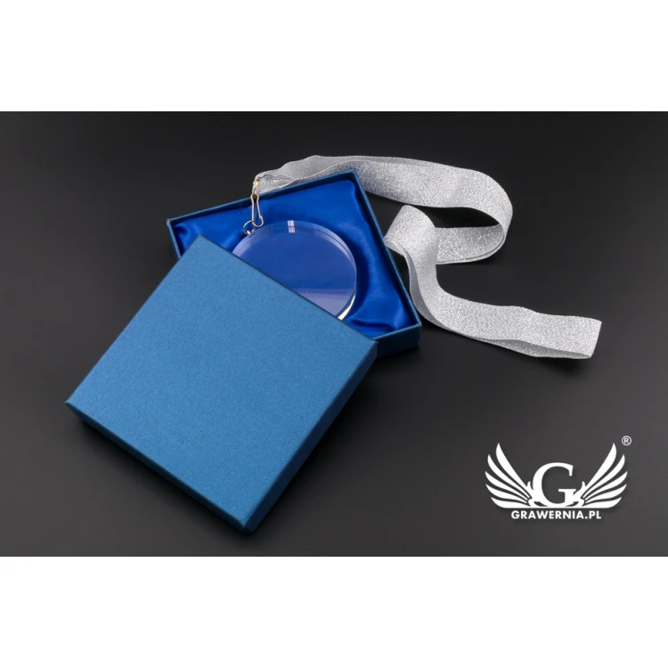 Medal szklany Mild z dowolnym grawerem i etui - średnica 70mm - MGR082