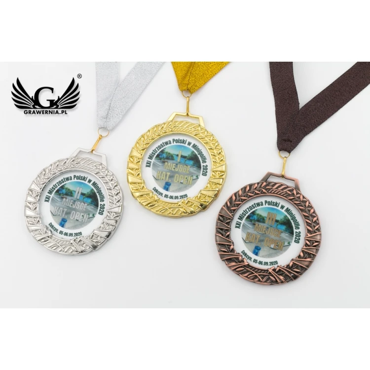 Medal szklany Valenti z dowolnym nadrukiem UV w etui - średnica 90mm - MGR084