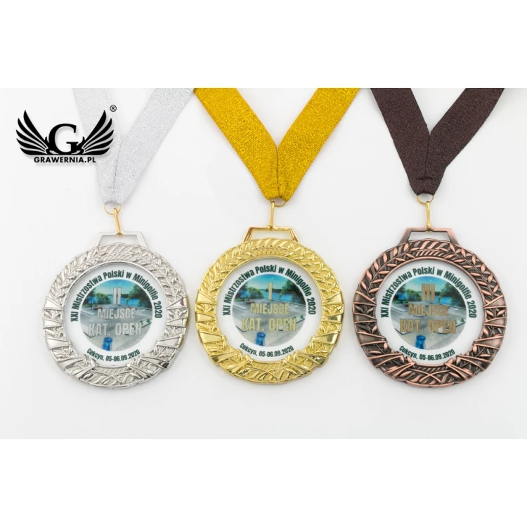 Medal szklany Valenti z dowolnym nadrukiem UV w etui - średnica 90mm - MGR084