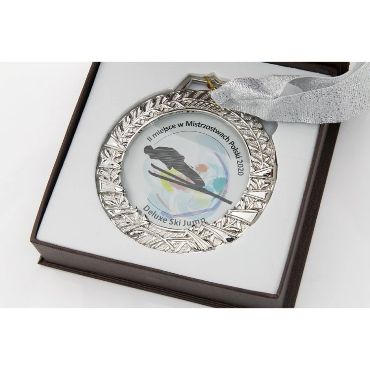 Medal szklany Valenti z dowolnym nadrukiem UV w etui - średnica 90mm - MGR084