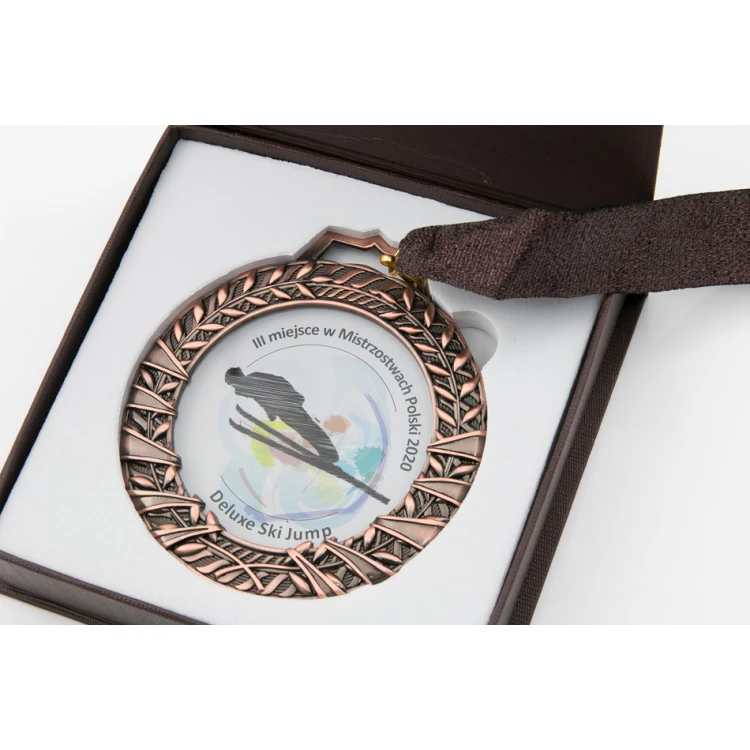 Medal szklany Valenti z dowolnym nadrukiem UV w etui - średnica 90mm - MGR084