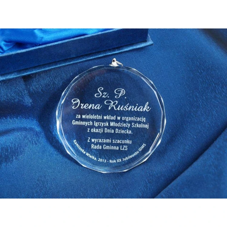 Medal szklany Elite z grawerem + etui