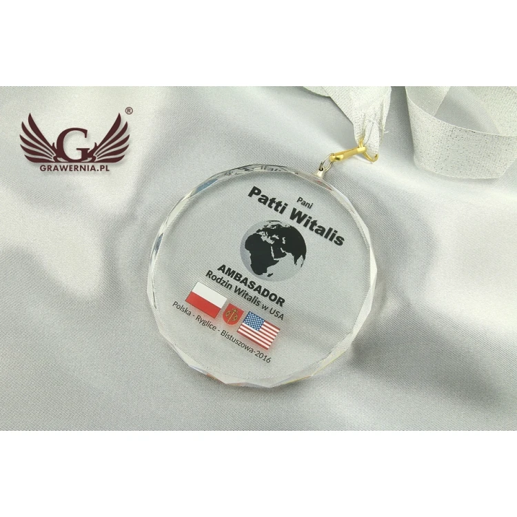 Medal szklany Elite z kolorowym nadrukiem UV + etui 