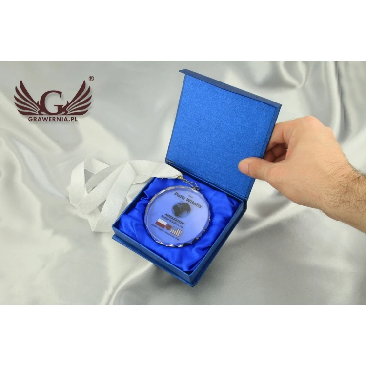 Medal szklany Elite z kolorowym nadrukiem UV + etui 