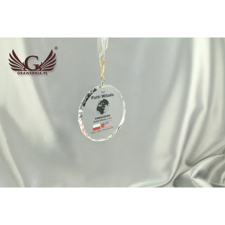 Medal szklany Elite z kolorowym nadrukiem UV + etui 
