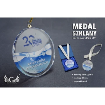 Medal szklany Elite z kolorowym drukiem UV z etui - MGR023