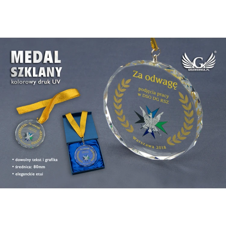 Medal szklany Elite z kolorowym drukiem UV z etui - MGR024