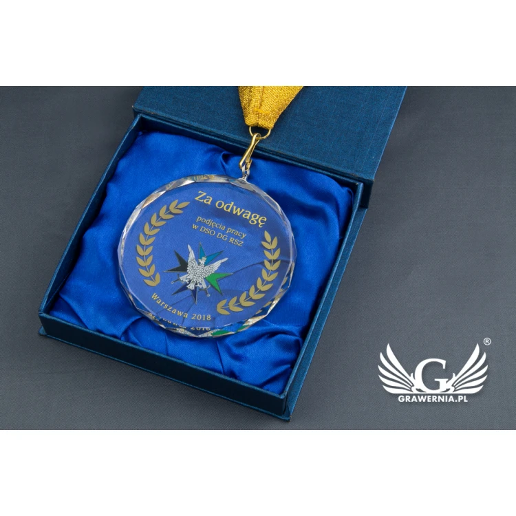 Medal szklany Elite z kolorowym drukiem UV z etui - MGR024