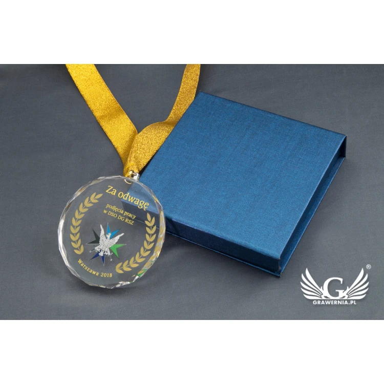 Medal szklany Elite z kolorowym drukiem UV z etui - MGR024