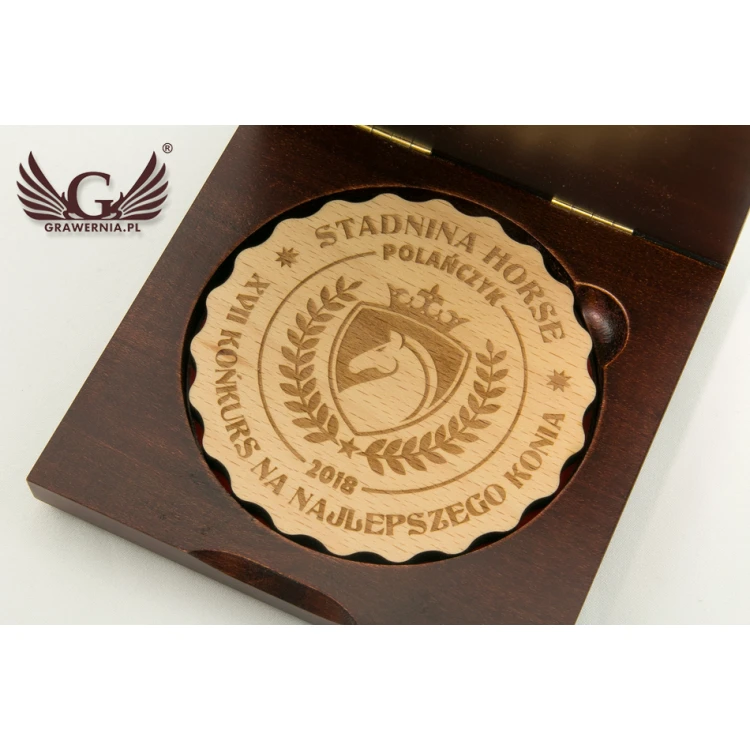Medal w drewnianej kasetce na każdą okazję - średnica 90mm