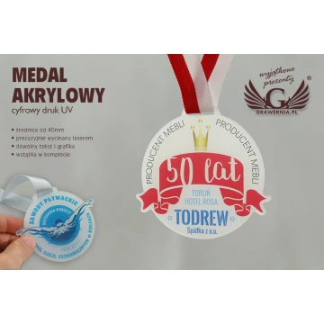 Medal z akrylu szronionego - druk UV - MAK001 - średnica 40 do 80mm