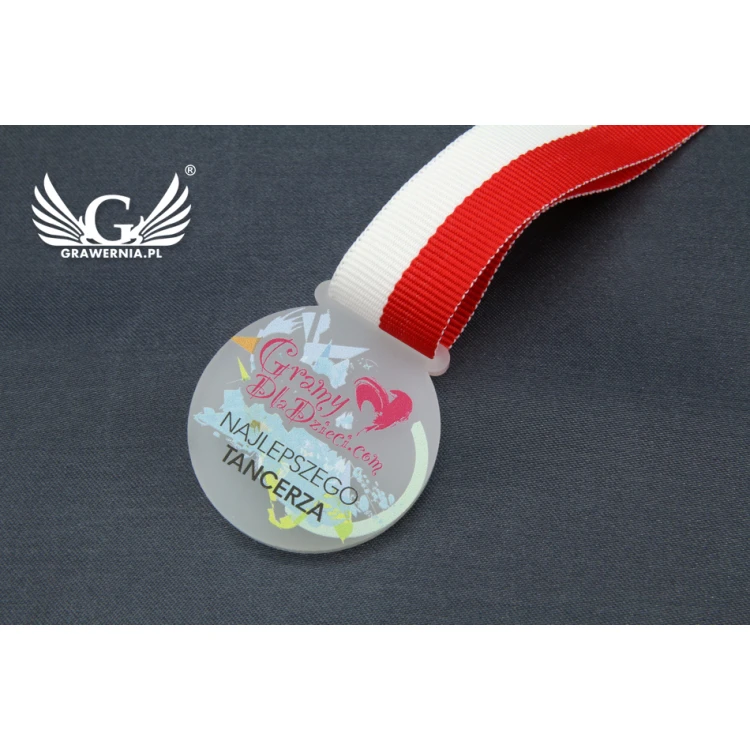 Medal z akrylu szronionego - druk UV - MAK002 - średnica 40 do 80mm