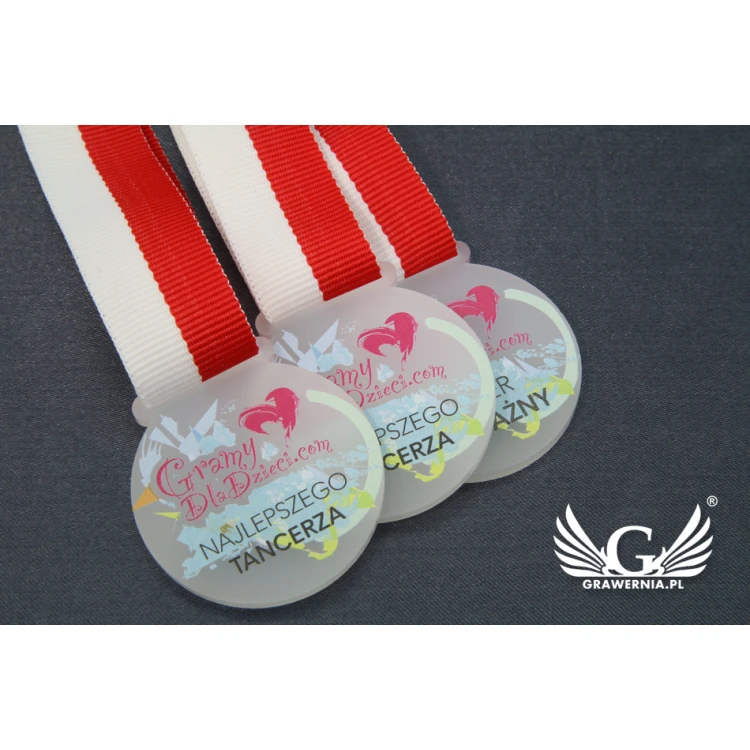 Medal z akrylu szronionego - druk UV - MAK002 - średnica 40 do 80mm