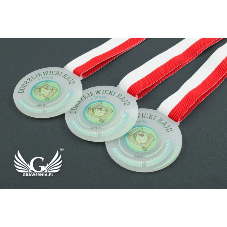 Medal z akrylu szronionego - druk UV - MAK001 - średnica 40 do 80mm