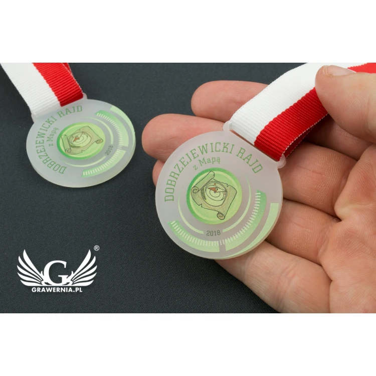 Medal z akrylu szronionego - druk UV - MAK001 - średnica 40 do 80mm
