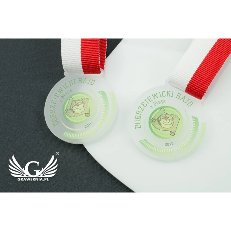 Medal z akrylu szronionego - druk UV - MAK001 - średnica 40 do 80mm