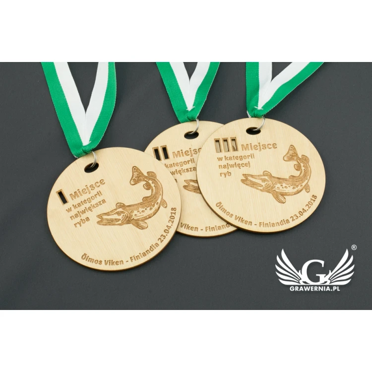 Medal z drewna grawerowany laserem - średnica: 100mm