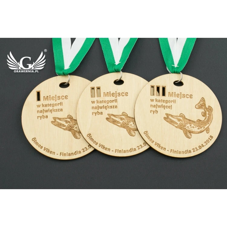 Medal z drewna grawerowany laserem - średnica: 100mm