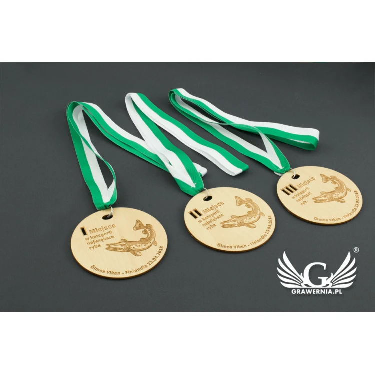 Medal z drewna grawerowany laserem - średnica: 100mm