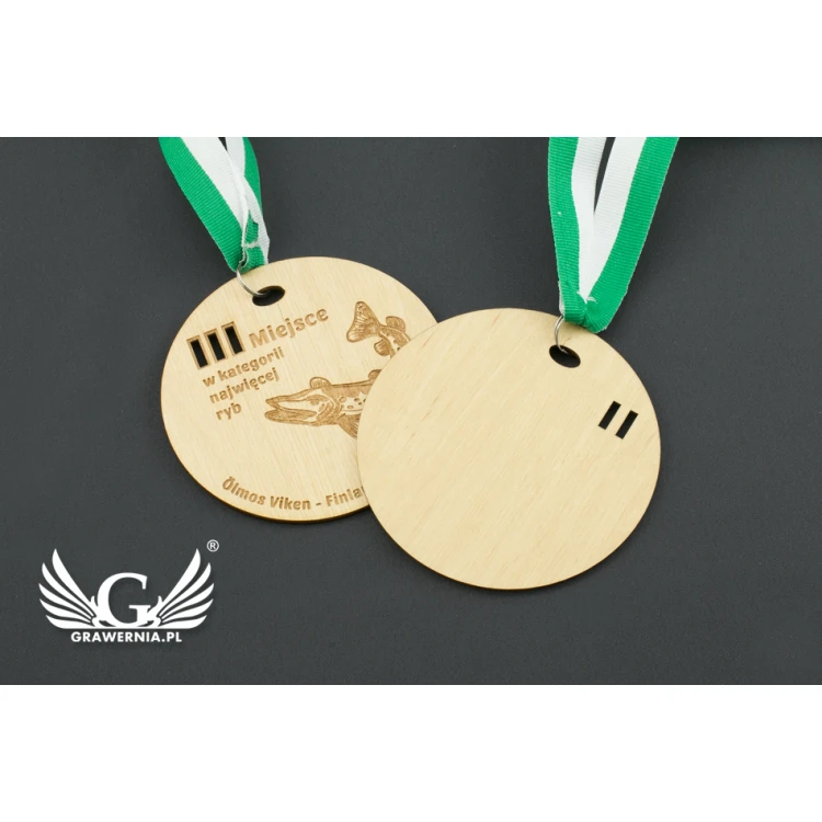 Medal z drewna grawerowany laserem - średnica: 100mm