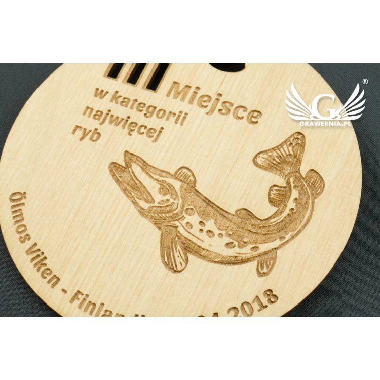 Medal z drewna grawerowany laserem - średnica: 100mm