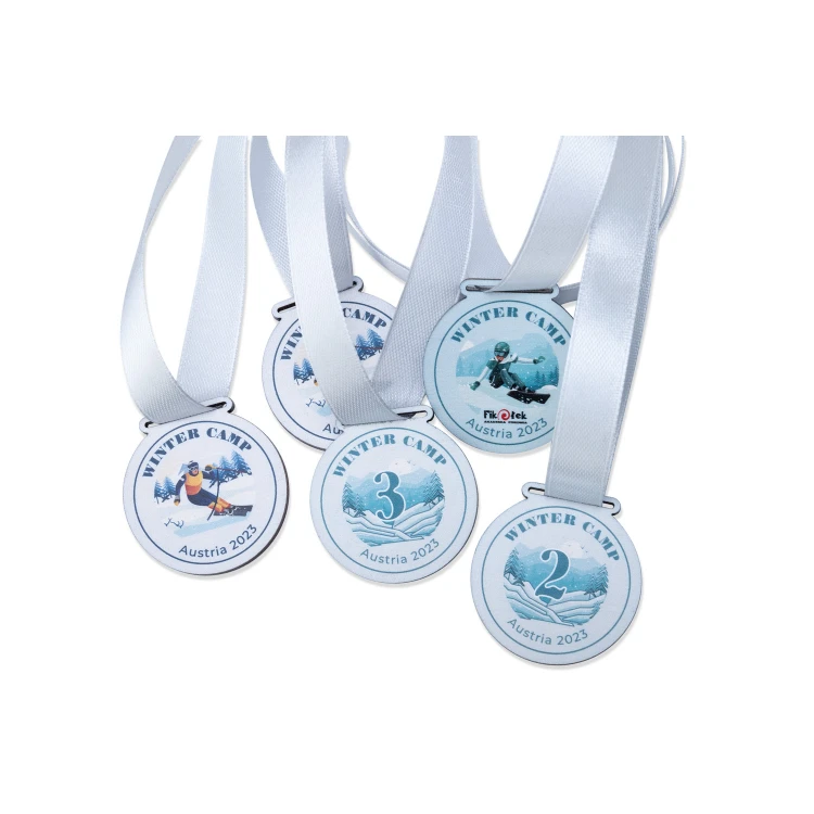 Medale drewniane mini z motywem zimowym - średnica 40mm - druk UV - MGR098 