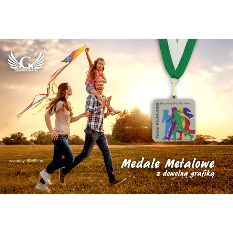 Medale metalowe z dowolną grafiką - cyfrowy druk UV - wymiary 50x50mm - MGR018