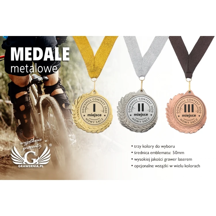 Medal metalowy z grawerowanym emblematem - średnica 70mm - MMC7010