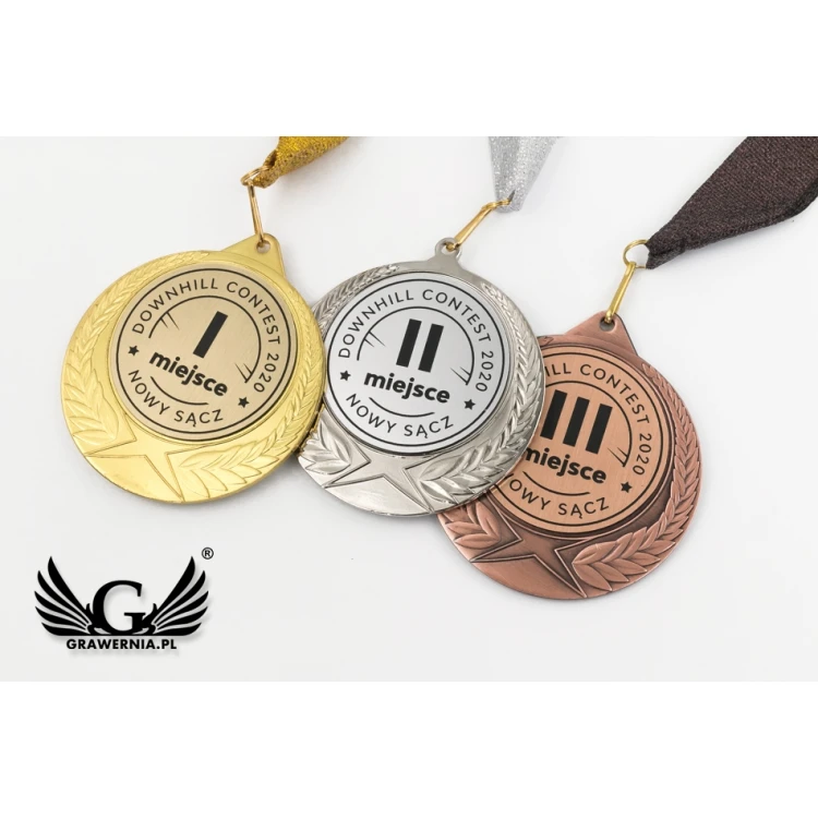 Medale metalowe z grawerowanym emblematem - średnica 70mm - MMC1170