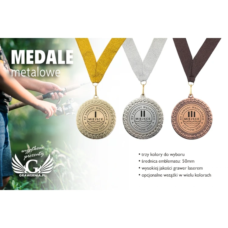 Medale metalowe z grawerowanym emblematem - średnica 70mm - MMC2072