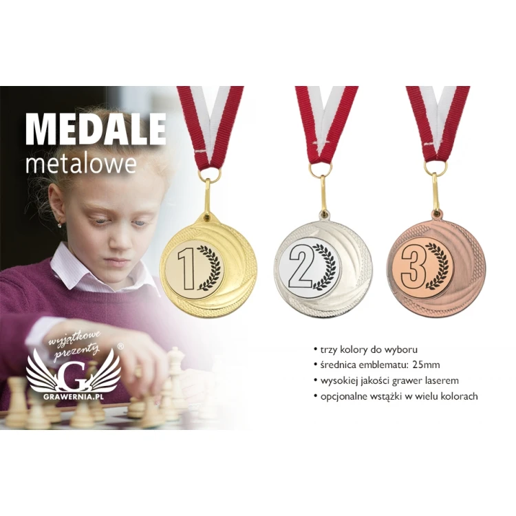 Medale metalowe z grawerowanym emblematem - średnica 40mm - MMC9040