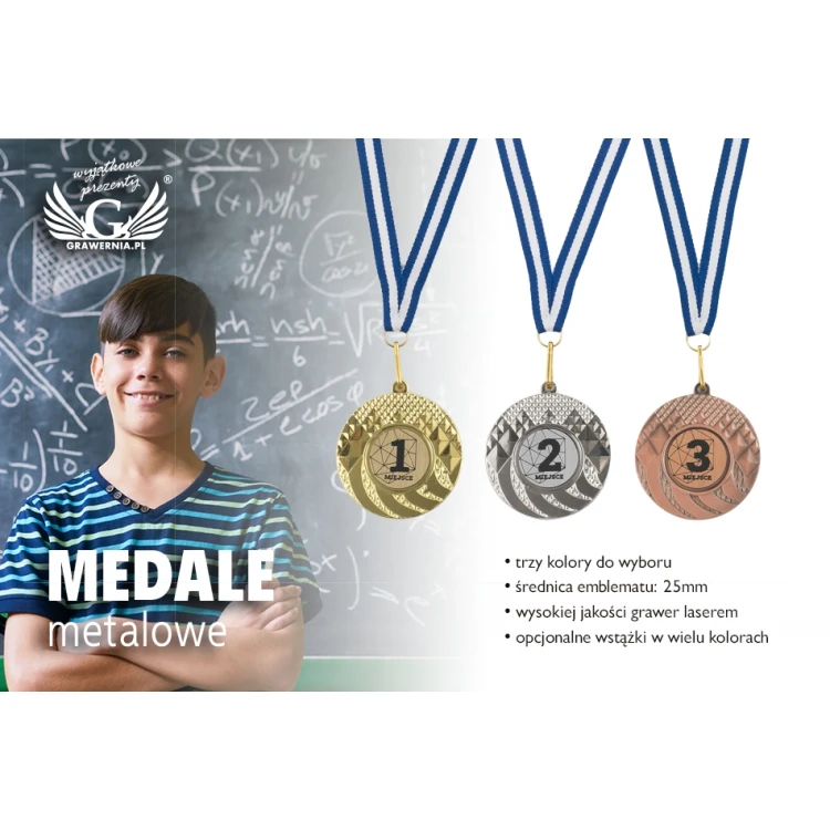 Medale metalowe z grawerowanym emblematem - średnica 50mm - MMC0150