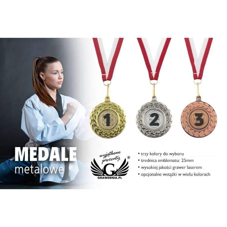 Medale metalowe z grawerowanym emblematem - średnica 45mm - MMC3045