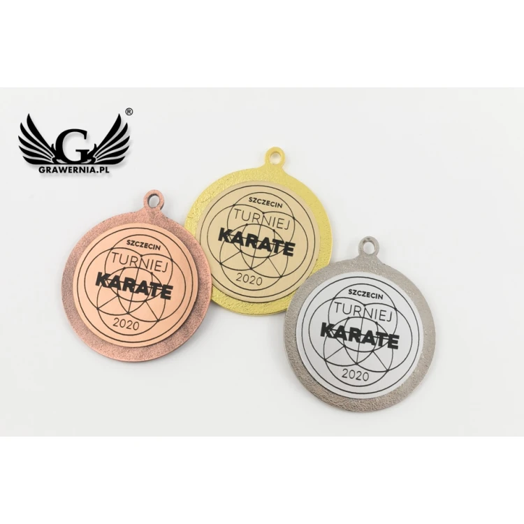Medale metalowe z grawerowanym emblematem - średnica 45mm - MMC3045