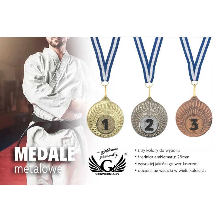 Medale metalowe z grawerowanym emblematem - średnica 50mm - MMC24050