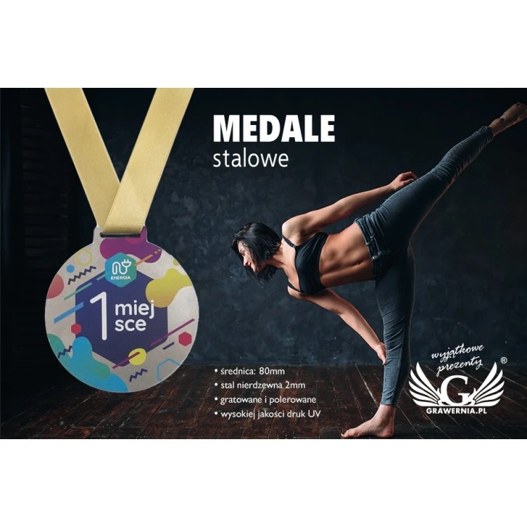 Medale stalowe Art - cyfrowy druk UV - średnica 80mm - MGR085