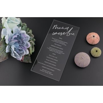 Menu weselne z akrylu - grawer laserem - MEN016