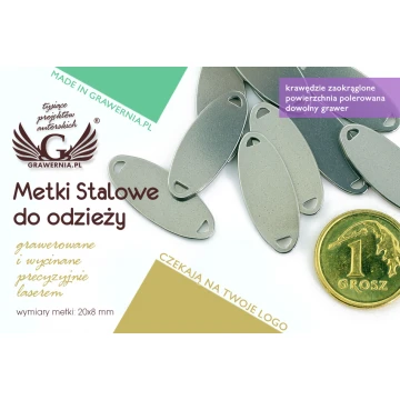 Metki stalowe na odzież - wymiary: 20x8mm - ME5