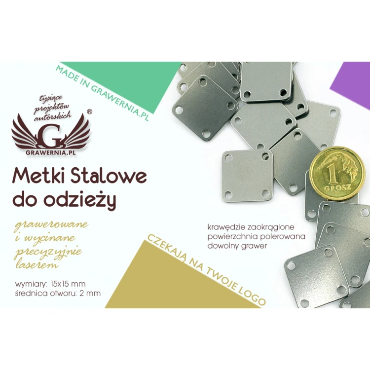 Metki stalowe na odzież - wymiary: 15x15mm - ME9