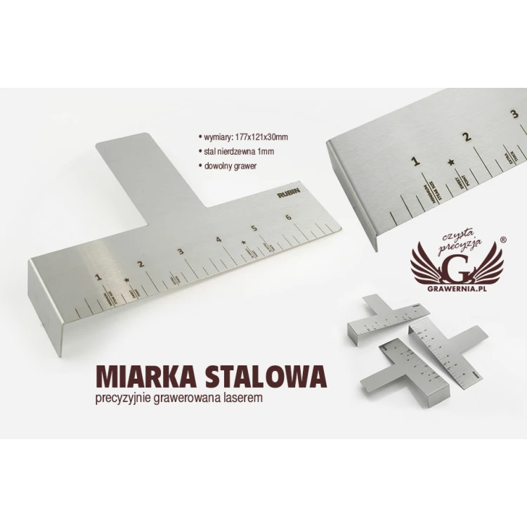 Miarka stalowa grawerowana laserem - wym. 177x121x30mm - TAB053