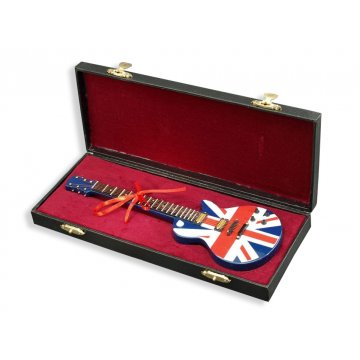 Mini gitara elektryczna z futerałem - niebieska z flagą - model MGT6